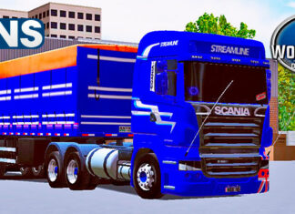 Skins Scania R Azul Conjunto no Bitrem Tampa Alta Com Faixas ‘QUALIFICADO’
