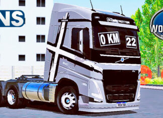 Skins Volvo FH Cinza Com Faixa Performance ‘ZERO KM A VENDA’
