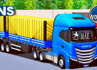 Skins Iveco S Azul no Bitrem Carregado