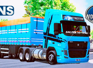 Skins Volvo FH Azul Clarinho no Bitrem Tampa Alto
