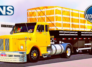 Skins Scania 111 laranja Classico Qualificado na Carretinha 2 Eixos