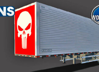 Skins Reboque Bau Qualificado Tampa Traseira Vermelha Caveira