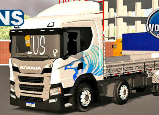 Skins Scania P 320 Branca Qualificada Com Faixa Edição Heróis da Estrada