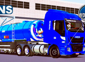 Skins Iveco HI-WAY Azul No Bitrem Tanque ‘PINTURA PERSONALIZADA SONIC’
