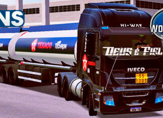 Skins Iveco HI-WAY Preto Conjunto no Bitrem Tanque TEXACO