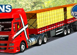 Skins Man Vermelho Com Faixas No Bitrem Carregado de Caixas