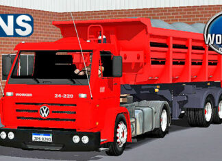 Skins VW Titan Vermelho Caçamba Com Rodas Cromadas