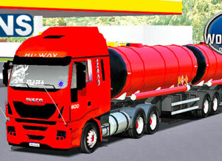 Skins Iveco HI-WAY Vermelho No Bitrem Tanque