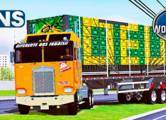 Skins KENWORTH K100 Laranja Na Granel Preta Carregada de Caixas ‘MAIS TOP WTDS’
