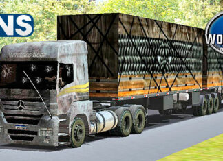 Skins Mercedes Benz Axor No Rodotrem Carregado de Carvão Realista ‘TODO SUJO’