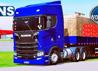 Skins Scania S Azul Mais Qualificado WTDS No Bitrem Carregado de Cebolas