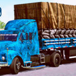 Skins Scania 111 Pintura Azul Realista Velha Na Carreta 2 Eixos Carregada de Carvão