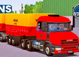 Skins Scania 124G Vermelha Qualificada no RodoCaçamba
