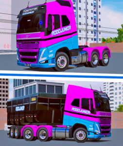 SKINS SCANIA S TETO ALTO - RODOJUNIOR NO BITREM GRANELEIRO