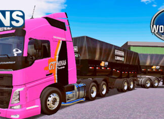 Skins Volvo FH Rosa GT MINAS No RodoCaçamba Preto