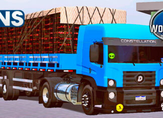 Skins VW Constellation Azul Qualificado na Granel 2 Eixos Carregada de Tomate