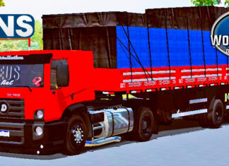 Skins VW Constellation Vermelho Qualificado Na Granel 2 Eixos Carregado de Caixas