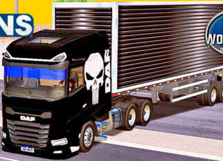 Skins DAF XF 2022 Preto Qualificado no Bau