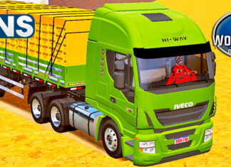 Skins IVECO HI-WAY Verde na Carreta 2 Eixos