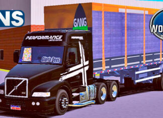 Skins Volvo NH 12 Preto Na Carreta Granel Carregada de Caixas
