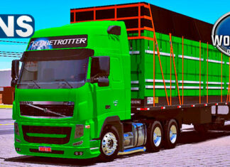 Skins Volvo FH Verde No Rodotrem Tampa Alto Carga Realista