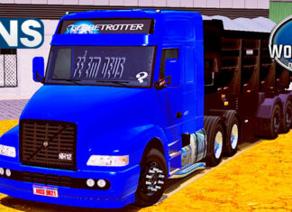 Skins Volvo NH 12 Azul Com Grade Preta Qualificado na Caçamba