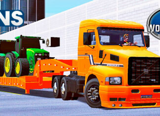 Skins Volvo EDC Laranja faixas Pretas na Carreta Prancha TOP