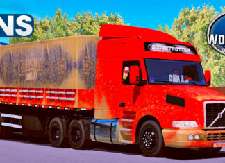 Skins Volvo NH 12 Vermelho no Bitrem Sujo