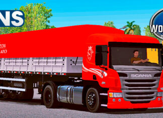 Skins Scania Pzinha Vermelha Na Granel Com Faixas Silver Line
