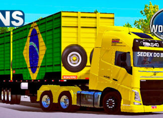 Skins Volvo FH Amarelo No Rodotrem Boiadeiro Com Pintura do Brasil