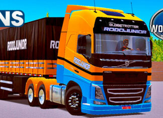 Skins Volvo FH Amarelo RodoJunior No Bitrem