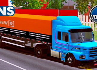 Skins Scania 113 Azul Com Faixas na Granel Preta