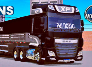 Skins DAF XF Preto Com Faixas na Graneleira NEW R