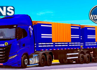 Skins Iveco S Way Azul no Bitrem Tampa Alta