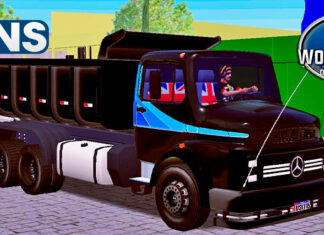 Skins Mercedes Benz 1313 Caçamba Preto Com Faixas Azul