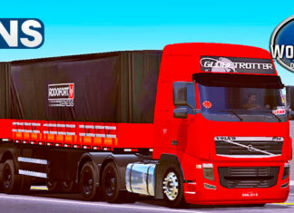Skins Volvo FH Vermelho Qualificado no Bitrem RODOFORT GENESIS