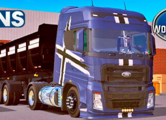 Skins Ford F-MAX Azul Com Faixas na Caçamba Preta