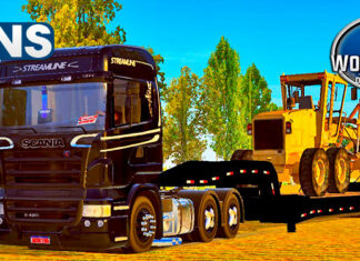 Skins Scania R Streamline Preta na Carreta Prancha