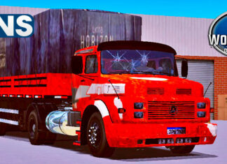 Skins Mercedes Benz 1934 Vermelho Velho Com Faixas na Carreta 2 Eixos