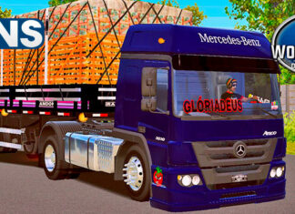 Skins Mercedes Benz Atego Azul Escuro na 2 Eixos Preta Com Carga de Repolho