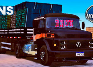 Skins Mercedes Benz 1934 Preto Na Carretinha 2 Eixos Com Faixas