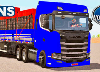 Skins Scania S Azul na Granel Carga de Caixaria