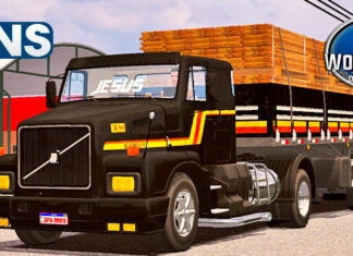Skins Volvo N10 Preto Com Faixas Amarela e Laranja na Granel