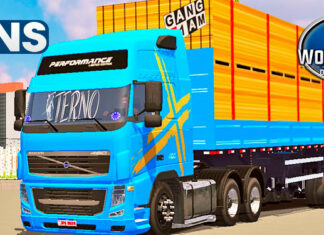 Skins Volvo FH Azul Performance na Granel Com Madeiras