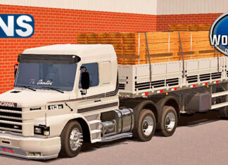 Skins Scania 113 Cinza Com Faixas Pretas na Granel