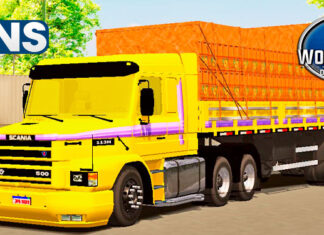 Skins Scania 113 Amarela na Carreta 2 Eixos Carga de Maracujá ‘AMARELAO’