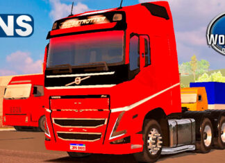 Skins Volvo FH Vermelho Com Lista Branca