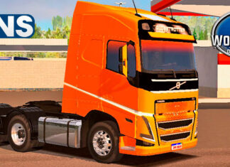 Skins Volvo FH Laranja Com Lista Branca