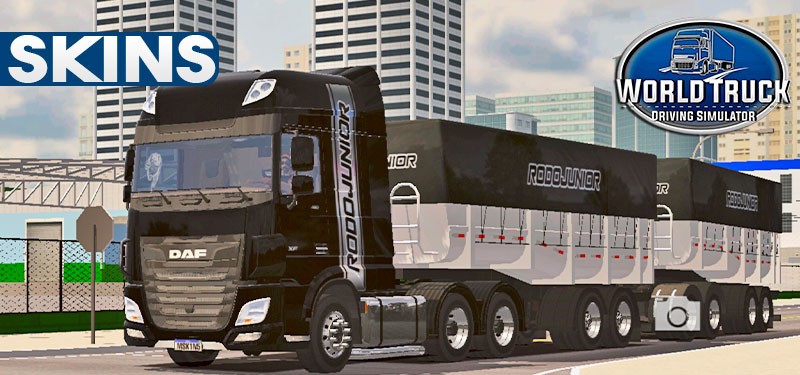 Skins DAF XF Preto Conjunto RODOJUNIOR NO RodoCaçamba
