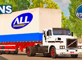 Skins Volvo N10 Branco Com Faixas Cinza ALL Logística Conjunto Antigo